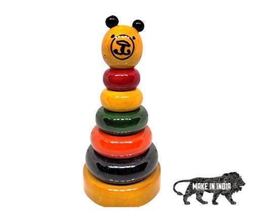 Wooden Stacking Rings Toy Handmade and Bright Vegetable Multicolor for Early Development