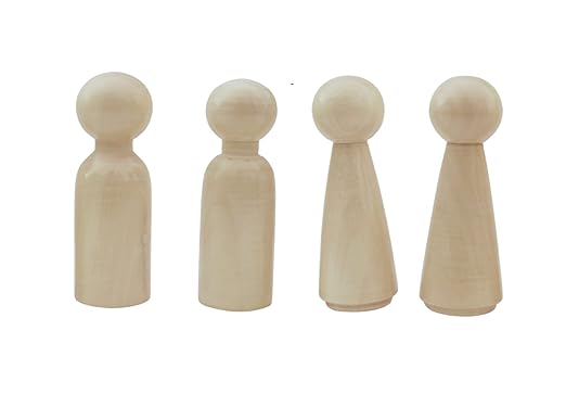 Wooden Peg Doll Handcrafted People Bodies Angel Dolls for DIY Craft (Natural 4 Pcs)