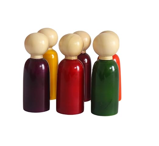 Wooden Peg Doll (Big 8.5 cm) Natural Handcrafted People Bodies Angel Dolls for DIY Craft 12 Pcs (6 Male & 6 Female) with a Storage Bag (Color 12 Pcs)