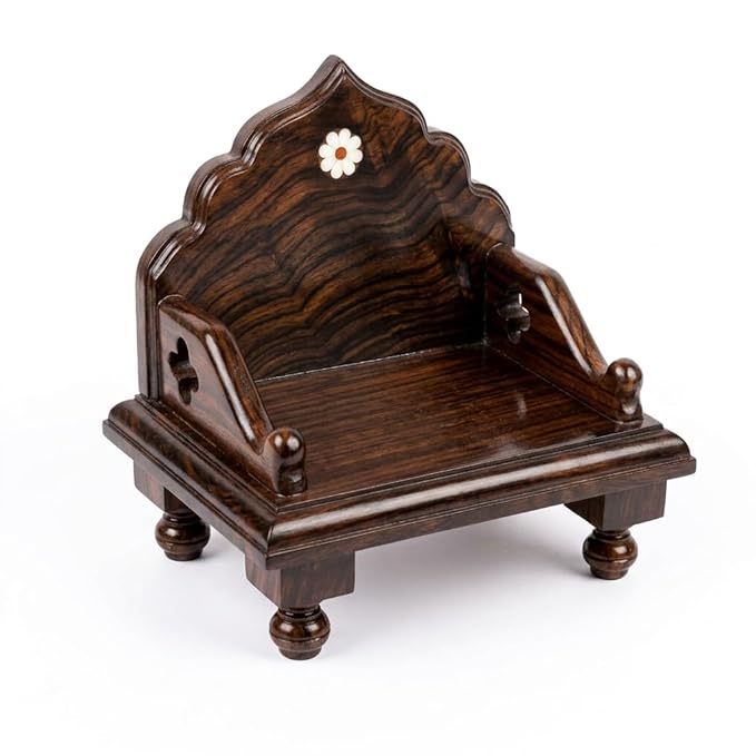 Rosewood Mandasana for Idols | 7 Inch Pooja Chowki | Premium