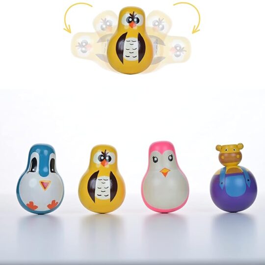Wooden Roly Poly Tumbler Toy for Baby, Dancing Doll for Toddlers (1 Year+) - Wobbling Toy Develops Curiosity & Motor Skills