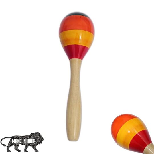 Wooden Hand Crafted Baby Rattles 2 pcs Babies, Infants, Non Toxic Finished Safely Handcrafted with Nice Sound Making Toy- Multi Color (Egg Shaker)