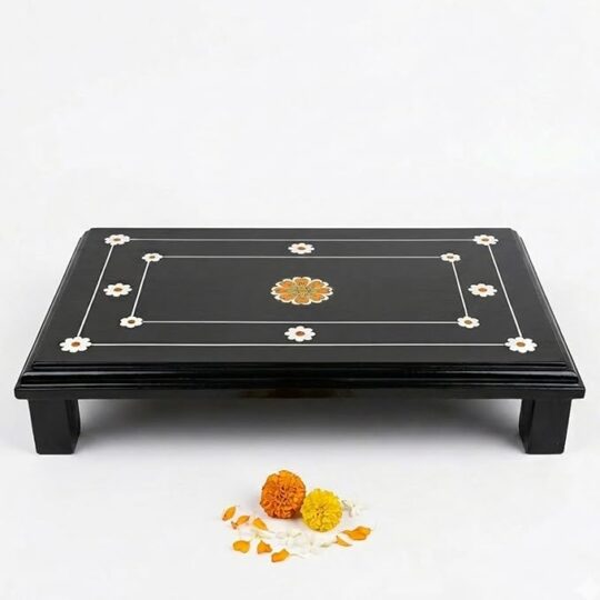 Rosewood Pooja Chowki 12 Inch |  Pooja Mane | Decorative Chowki Premium