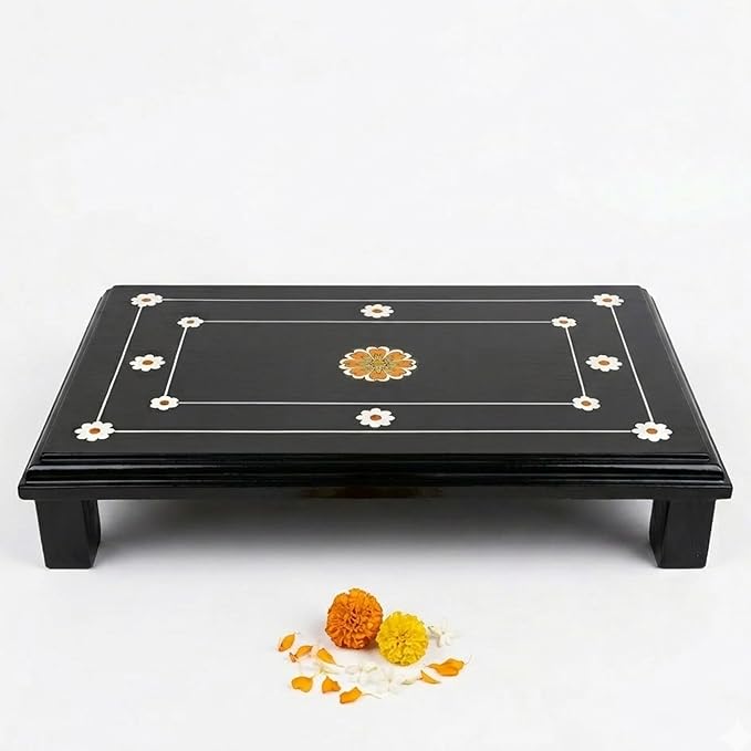 Rosewood Pooja Chowki 12 Inch | Pooja Mane | Decorative Chowki Premium