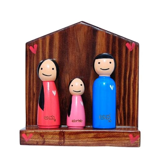 Wooden Family Doll Set Kannada - 3G