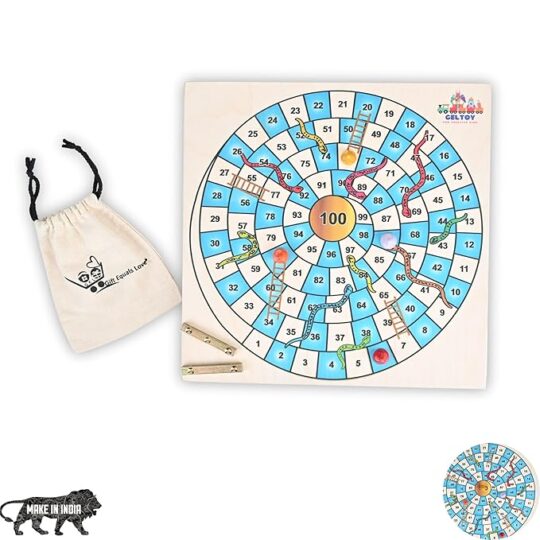 Wooden Snakes & Ladders Board Game