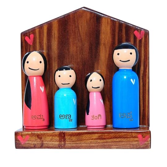 Wooden Kannada Family Doll Set – 4