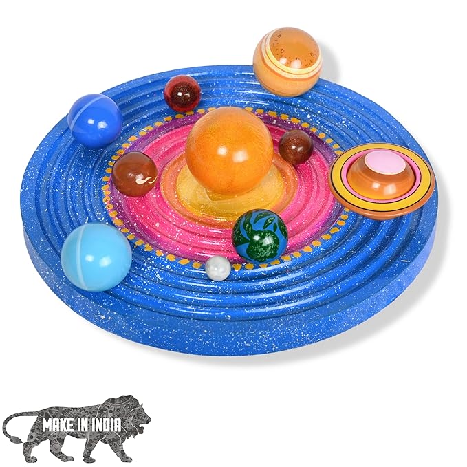 Wooden Planets Solar System 3D Model Set Science Learning Educational Toy (Planets & Galaxy Board)