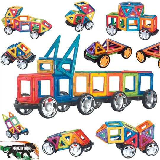 Gelmag Magnetic Building Blocks 50 Pcs Train Set Educational Brain Dev Toy