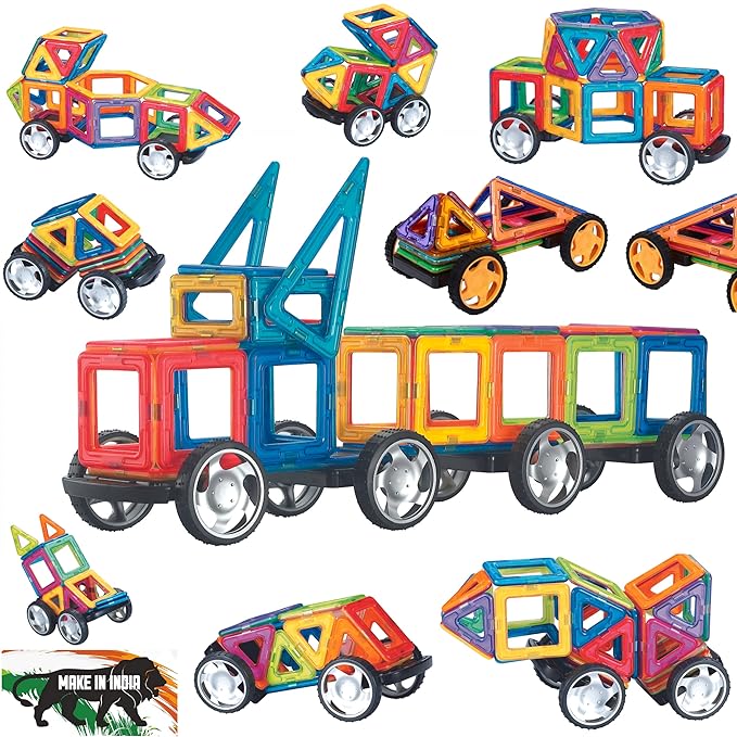 Gelmag Magnetic Building Blocks 50 Pcs Train Set Educational Brain Dev Toy