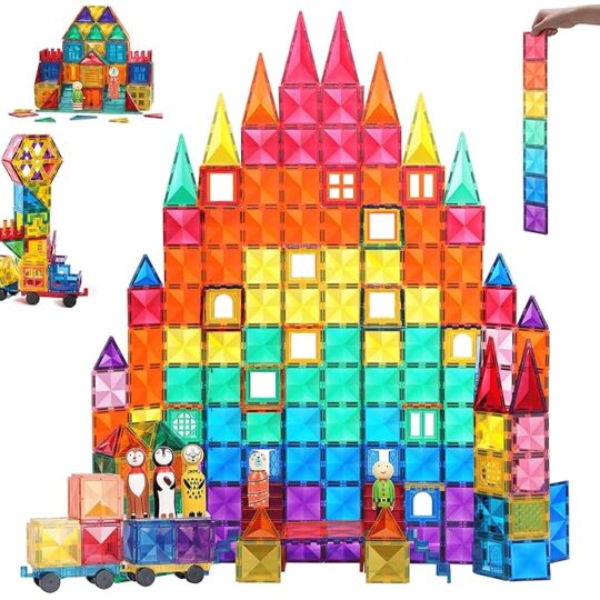 GELTILES Premium 150 PCS Building Magnetic Tiles Open-Ended Educational Toys With Storage Box