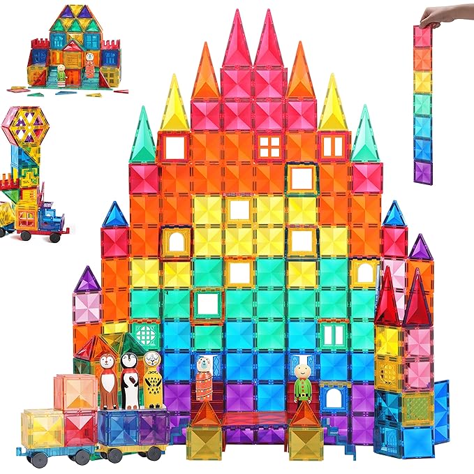 GELTILES Premium 150 PCS Building Magnetic Tiles Open-Ended Educational Toys With Storage Box