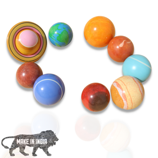 Wooden Planets Science Set Solar System Handmade Toy for Kids 3+ for Indoor Play and Gifting Educational Montessori Learning Model Kit