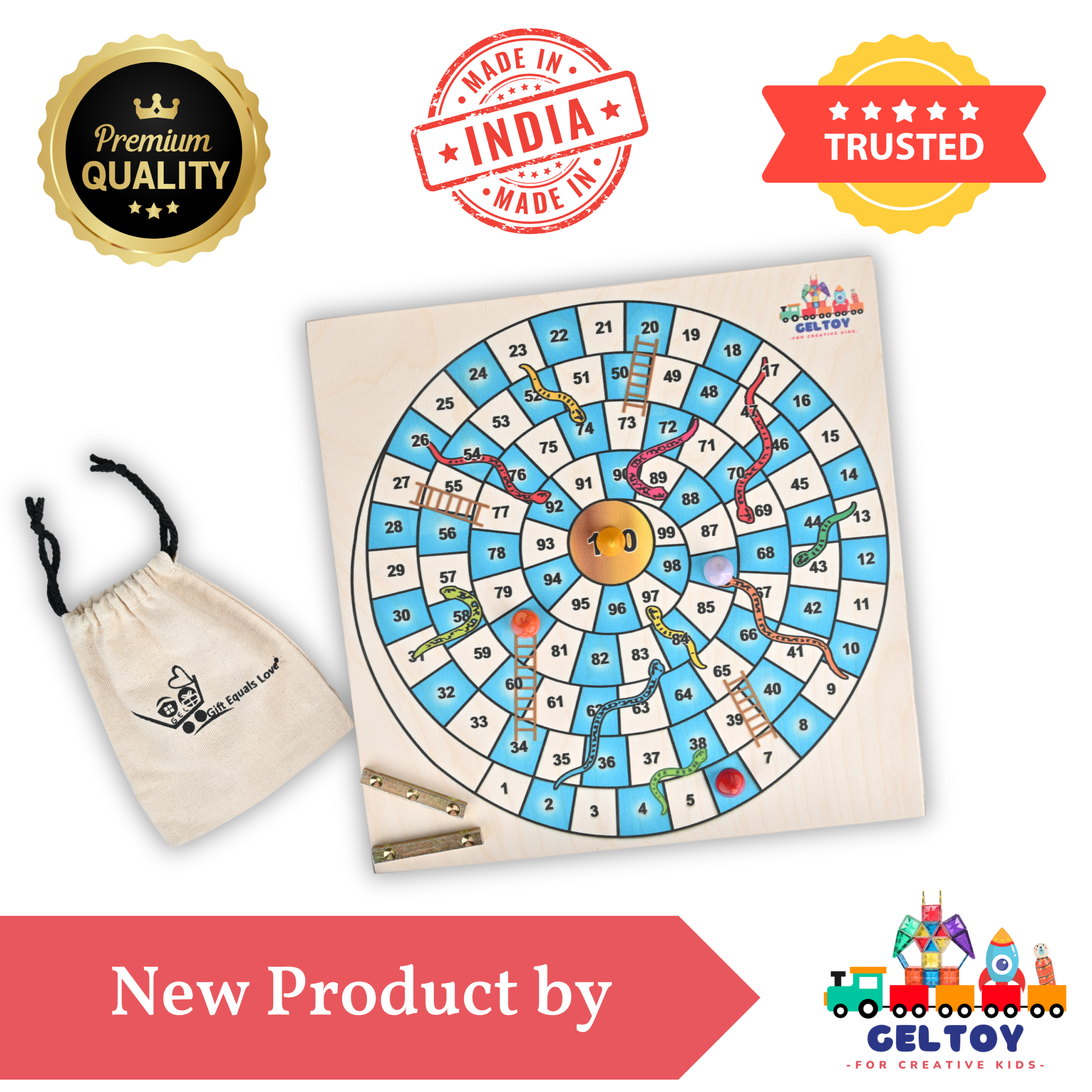 Wooden Snakes & Ladders Board Game - Image 5