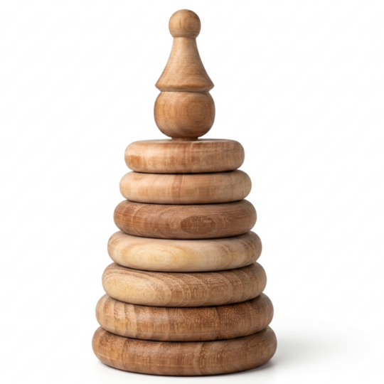 Neem Wooden Stacking Rings Toy Handmade and Multicolor (1 Year+) - Early Development Hand-Eye Coordination & Motor Skills for Toddlers (Miniature) (Copy)